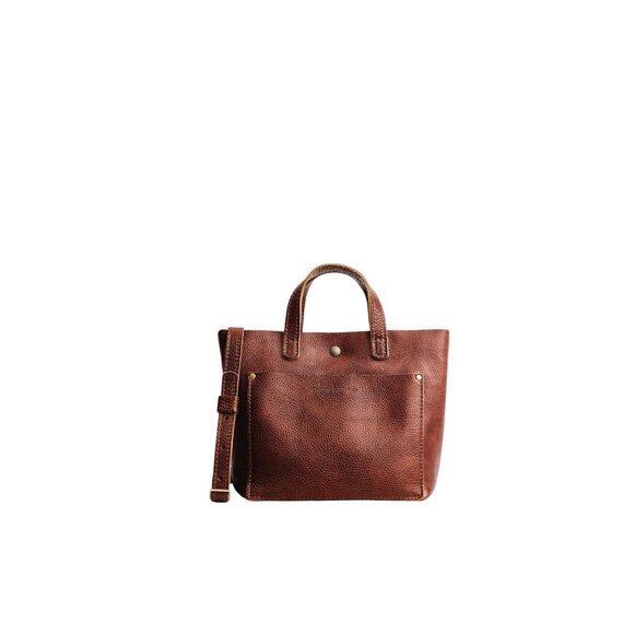 Portland Leather Goods Nutmeg Mini Crossbody Tote Bag Pebbled Leather Adjustable - Picture 1 of 15